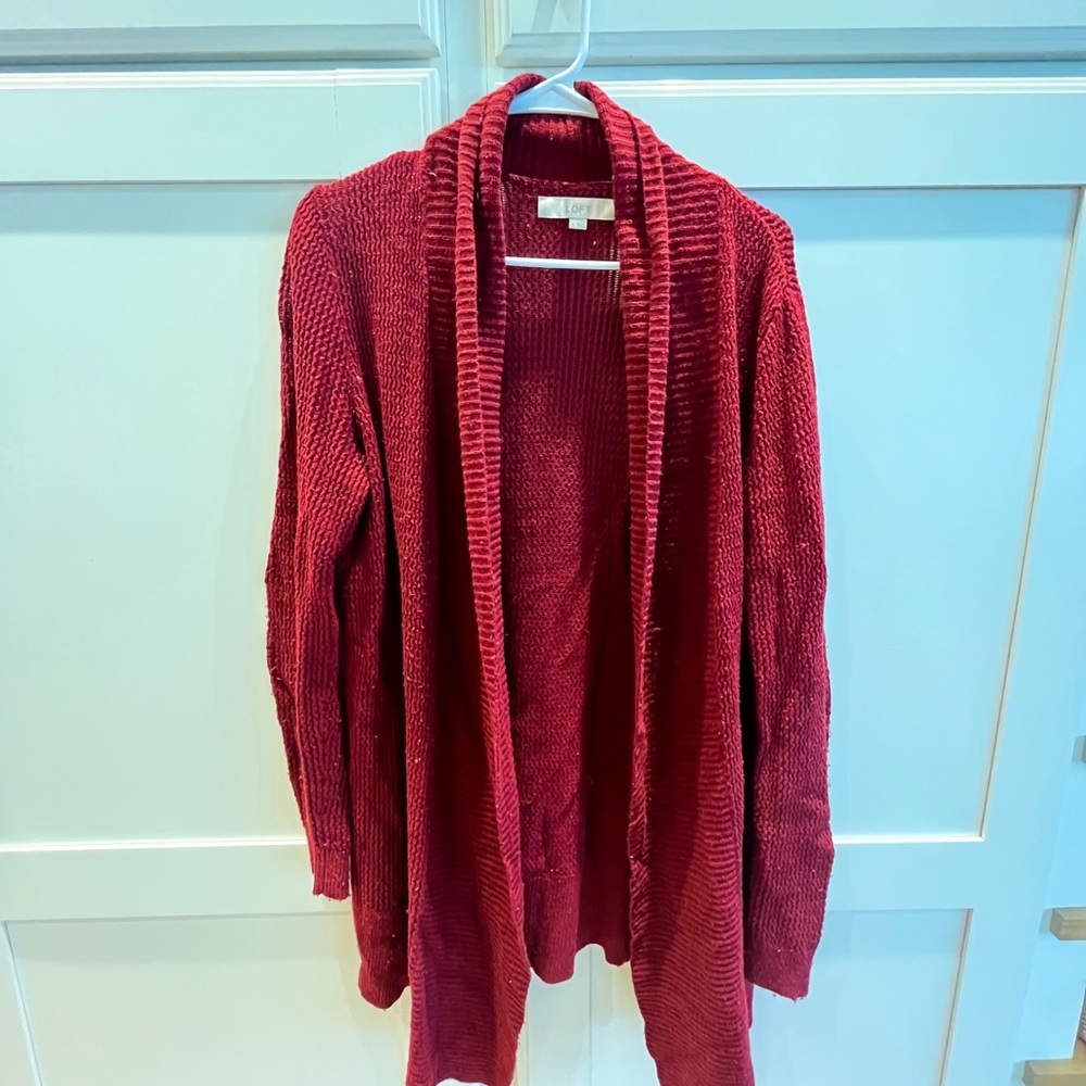 LOFT Rich Red Cardigan Sweater
